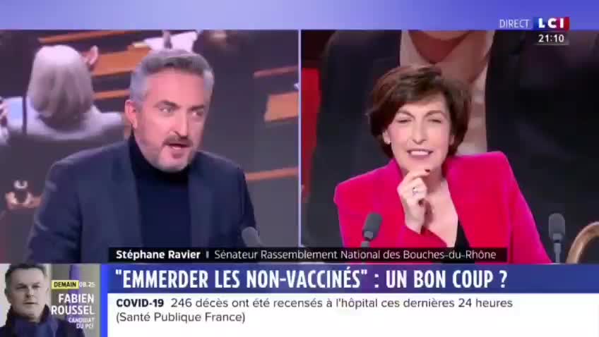 Stéphane Ravier à l'écart du plateau parce qu'il n'est pas vacciné Covid 19 Plandémie Coronavirus