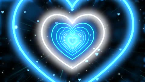 928. Heart Tunnel💙Blue Heart Background Neon Heart Heart
