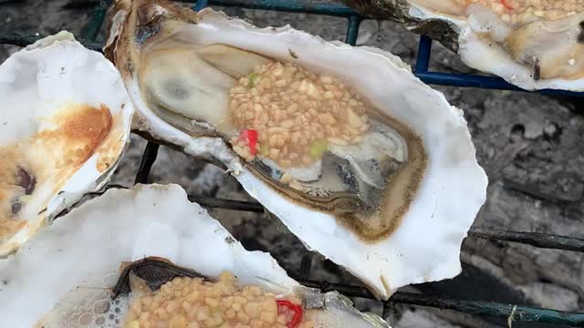 Roasted BBQ oysters
