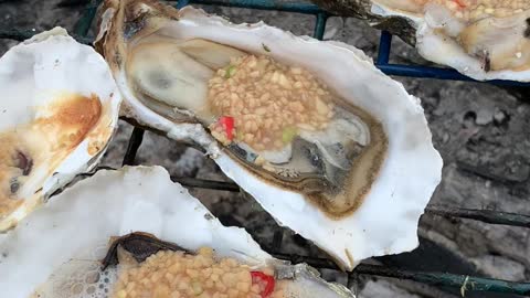 Roasted BBQ oysters