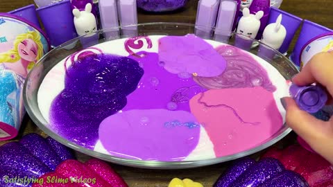 PURPLE ELSA ! Mixing random into GLOSSY ! Satisfying Slime Video #201