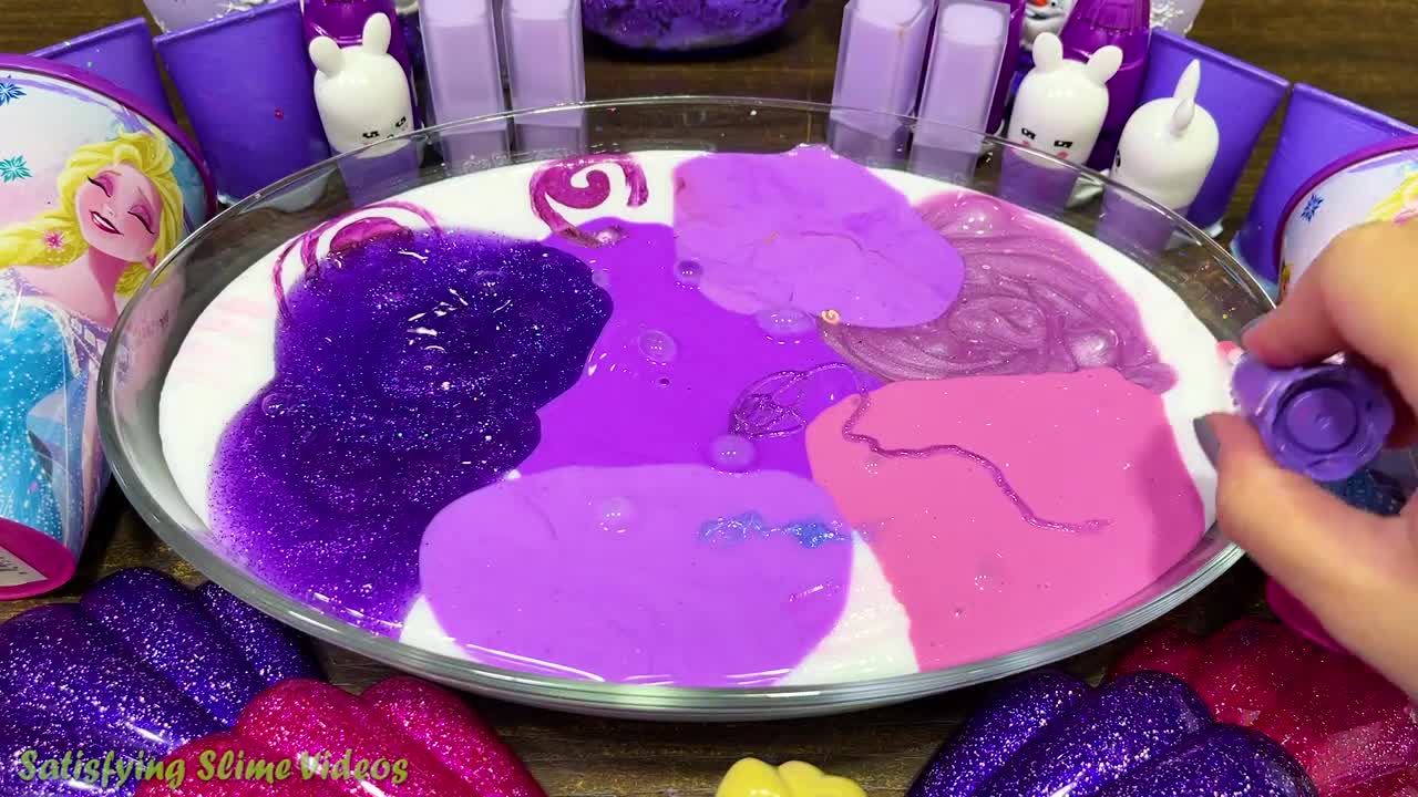 PURPLE ELSA ! Mixing random into GLOSSY ! Satisfying Slime Video #201