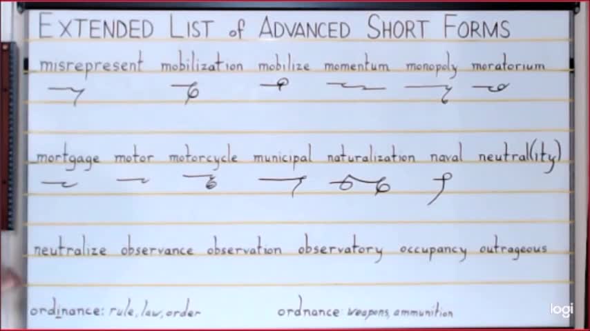 Second extended List of Advanced Short Forms (part 2) of Special Gregg Shorthand Vocabulary