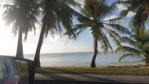 Video of riding a car and running along the beach