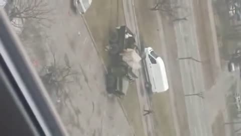 Russian Military Vehicle ambushed by Ukrainian Forces