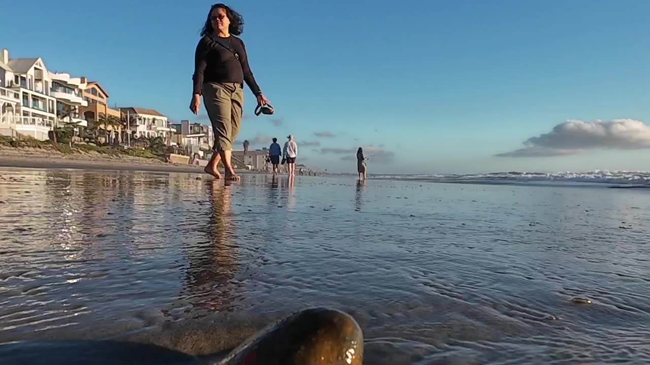 Strolling along the Pacific Ocean