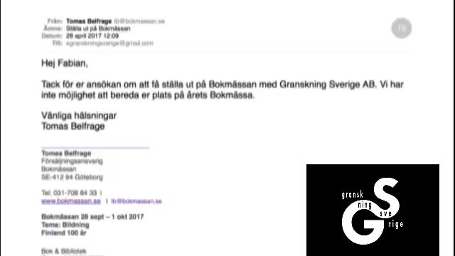 Bokmässans flyr frågor om Granskning Sverige