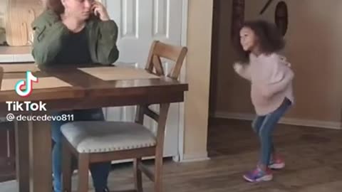 Little girl asking her mom