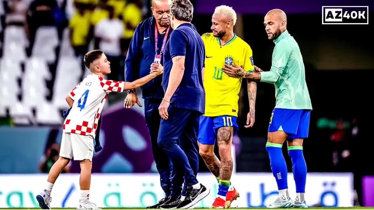 Neymar getting Consoled by Ivan Perisic's Son After Brazil were Knocked out by Croatia