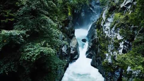 Aerial Over Waterfall