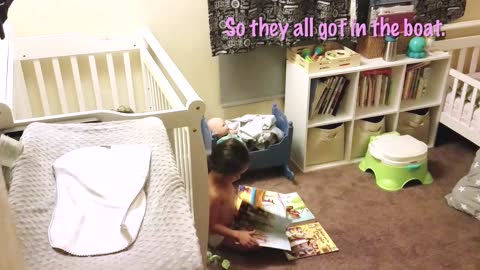 This little girl makes up a story for her baby brother, and it's hilarious