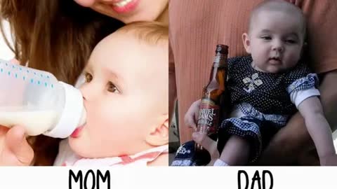 Funny comparison - Mom vs Dad babysitting. Who does it better?