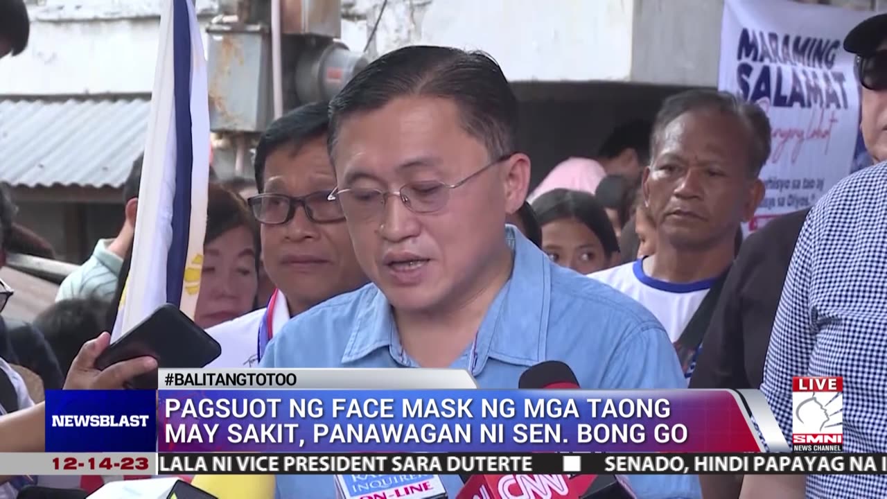 Pagsuot ng face mask ng mga taong may sakit, panawagan ni Sen. Bong Go