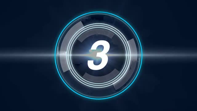 Futuristic Countdown Timer counting down from ten to zero