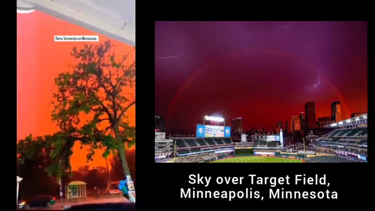 The sky lit bright orange in Minnesota 28.Aug.2024 ⧸ Sky over Target Field, Minneapolis, Minnesota