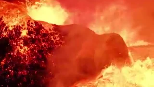 The eruption of the volcano Fagradalsfjall, Iceland.