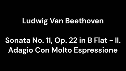 Beethoven - Sonata No. 11, Op. 22 in B Flat - II. Adagio Con Molto Espressione