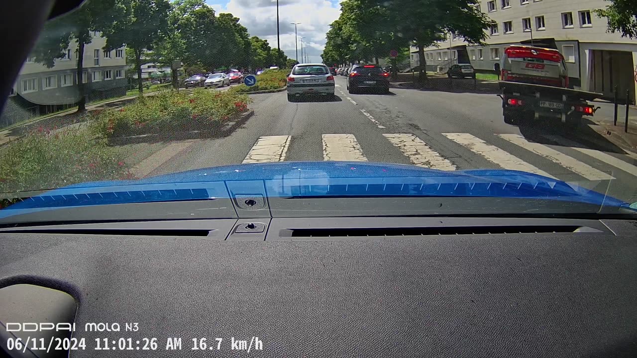 Impatient Driver Clips Turning Trailer