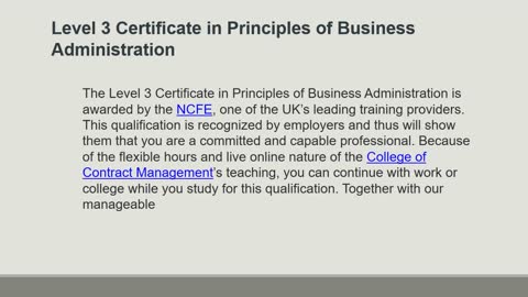 Principles of business level 3 live courses