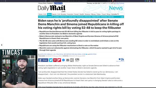 Democrats Voter Suppression Bill Is DONE, Dems Lose And Biden Cries About It, Freedom Is WINNING