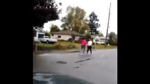 It's Always The One Talking The Most: Girl Rolls Up To Someone's House For A Fight But Gets Beat