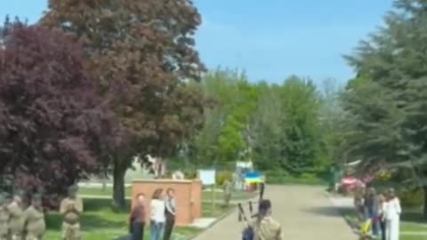 Danish, Swedish and Romanian military instructors salute Ukrainian military