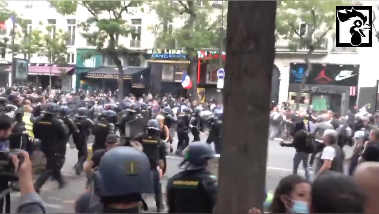 Police Deploy Chemical Weapons During Vaccine Passport Protests in Paris (Sept 11, 21')