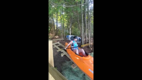 Canoe launch into lake doesn't go as planned