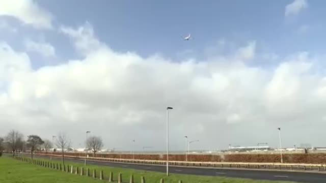 Aircraft landing in Gusts of 122mph in the UK as damaging winds caused by Storm Eunice wreak havoc.