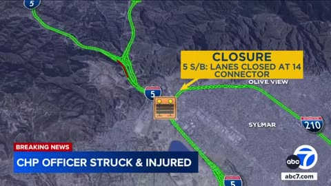 CHP officer hospitalized after being struck on 5 Fwy in Sylmar