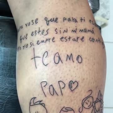 Arquero del Bucaramanga, Luis Delgado, se tatuó en el brazo una carta de su hijo