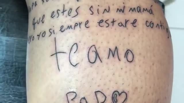 Arquero del Bucaramanga, Luis Delgado, se tatuó en el brazo una carta de su hijo