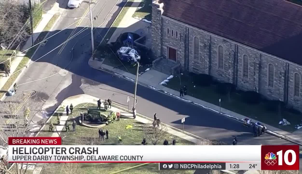 BREAKING! Medevac helicopter crash in Drexel Hill neighborhood of Upper Darby. .