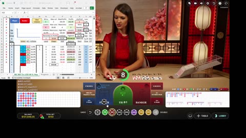 Live Baccarat - LCSD set to 0.65 - 100 units won, 96 minutes, 47.2% hit rate, 237 unit drawdown