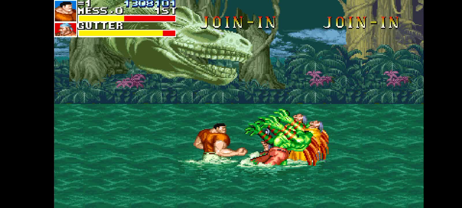Resetting CADILLACS AND DINOSAURS arcade version with the character (MESS).