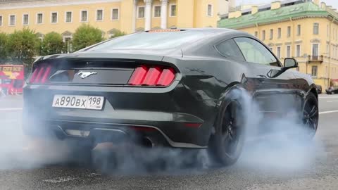 Mustang Gt Burnout on road