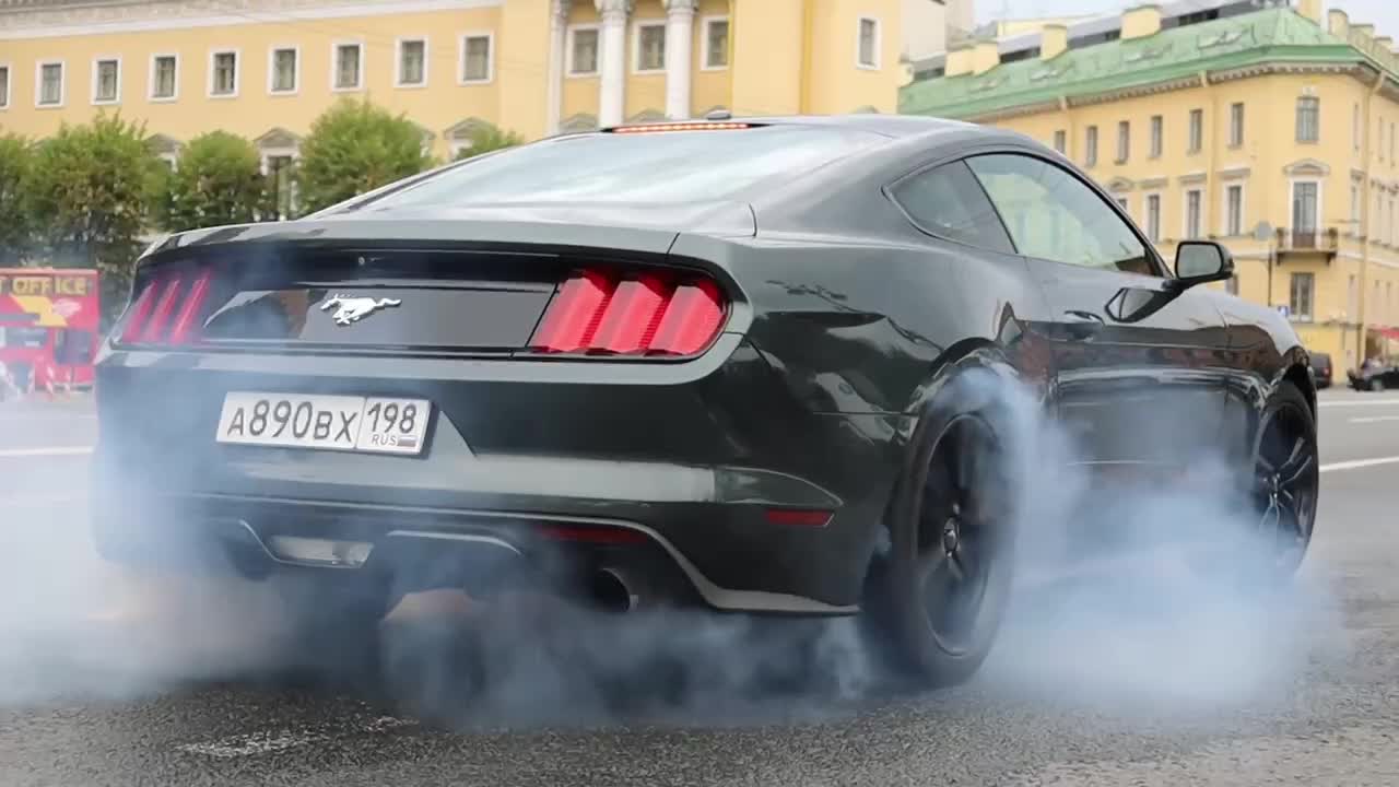 Mustang Gt Burnout on road