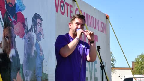 Cole Squire speaking in Brantford, 2021-09-18