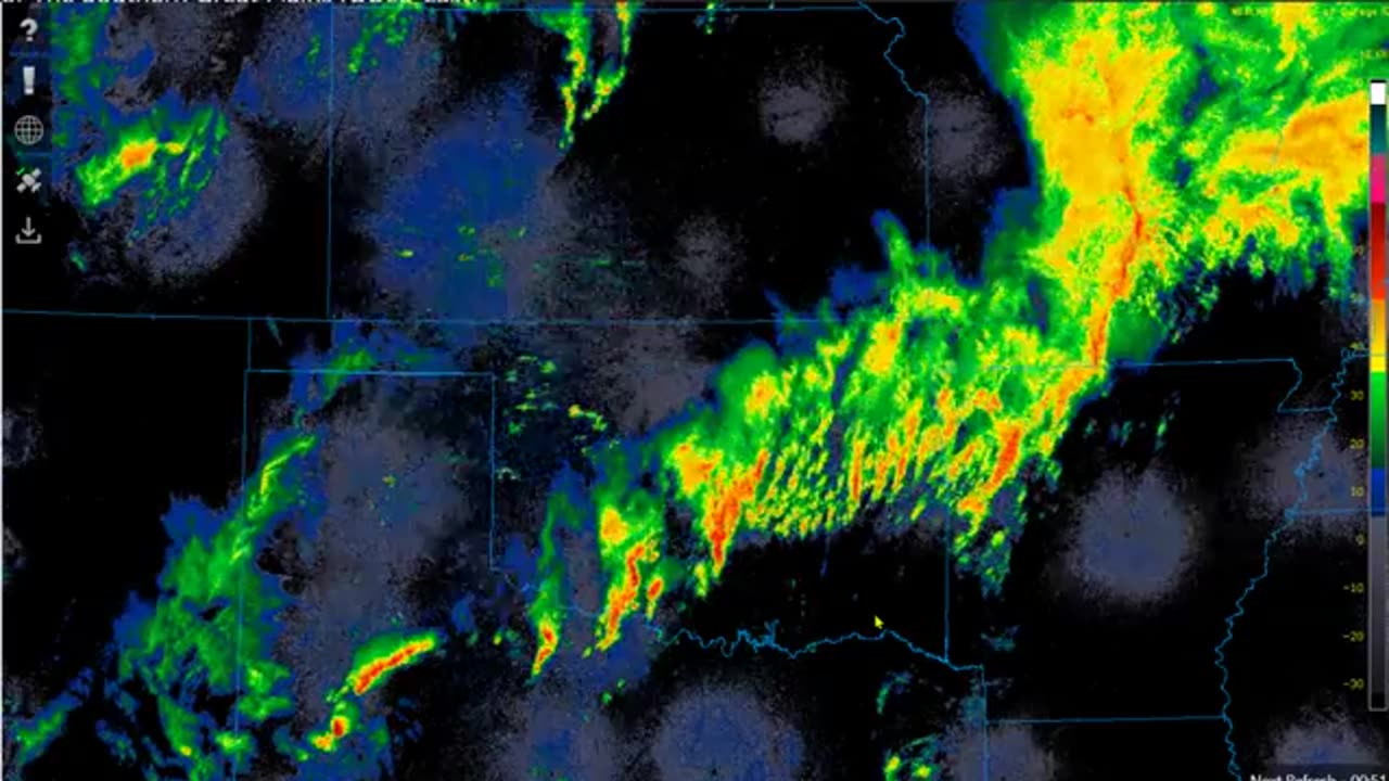 Very Unusual Radar Images Texas, Oklahoma, Arkansas, Missouri, Kansas, Man-Made Tornado Outbreak