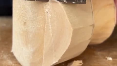 Wood carving a large spray mushroom