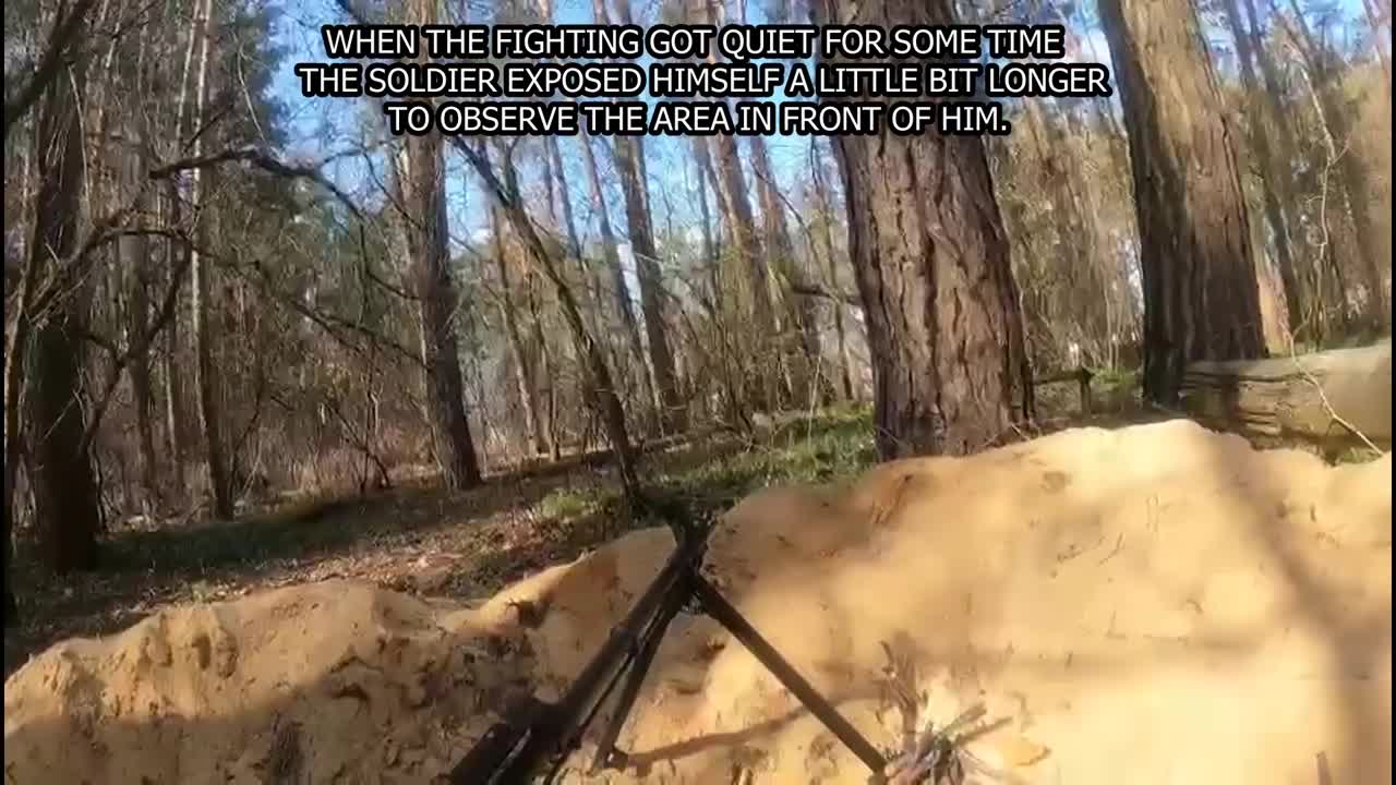Ukrainian Soldier Takes Russian Rifle Round To His Machine Gun During Firefight