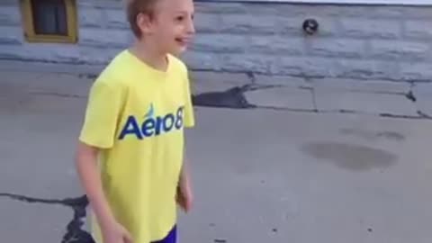 Kid gets hit with a basketball and starts yelling