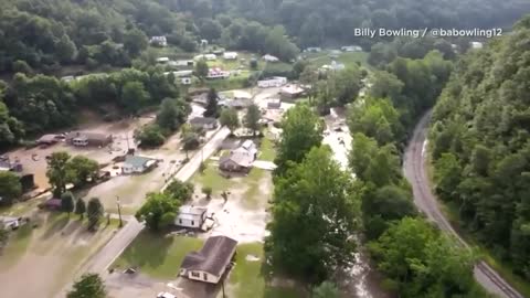 Drone video shows flooding in Buchanan County, Virginia