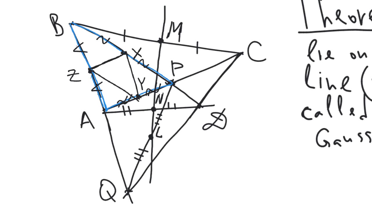 The Newton-Gauss line | plane geometry | intermediate level