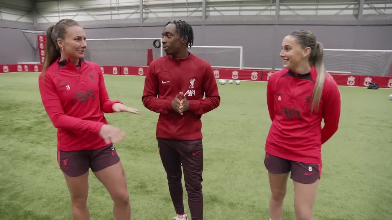 LFC Women take on AXA's Insurance Challenge _ Reds protect precious items, with Manny