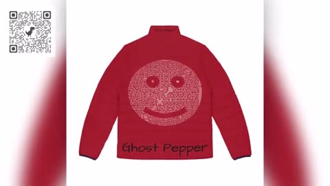 Men's Puffer Jacket - Ghost Pepper Colour Happy Face Design