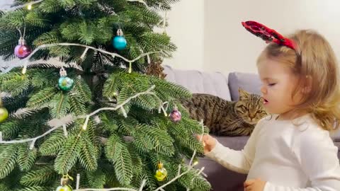 Funny_Reaction_of_a_Cute_Baby_and_a_Cat_to_the_Christmas_Tree