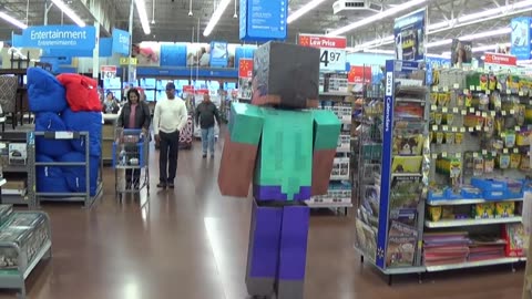 Real Life Minecraft Steve Visits Walmart