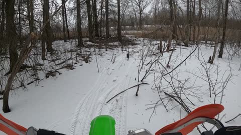 Riding the KDX on the Pond (without tire spikes)