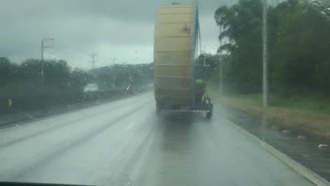 Swimming Pool Loaded On Truck Capsizes On The Road